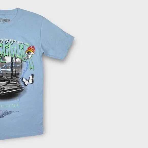 Civil Regime T Shirt Mens Small Civil Cruise Blue Lowrider Graphic Flame Hip Hop - Picture 4 of 12